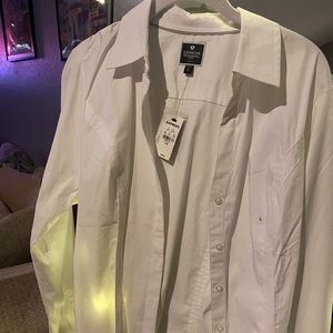 Express - White Button Down Essential Shirt- New - Large
